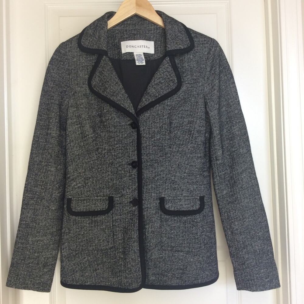 Doncaster Blazer Herringbone Jacket Black Gray - image 4